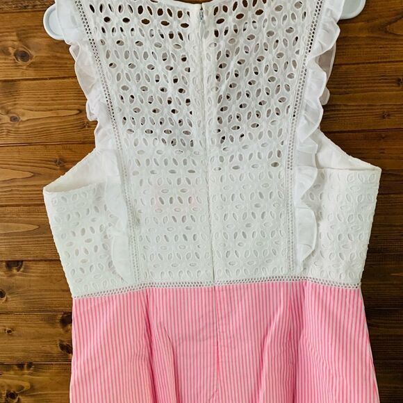 Lilly Pulitzer Maya Shift Dress Resort White Pink Floral Lace Seersucker - Picture 3 of 4